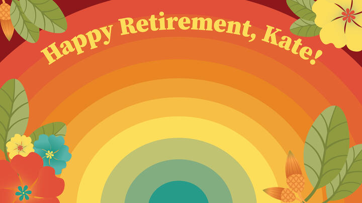 Zoom Background, 2024 - for a remote employee's retirement party. Design and all vector illustrations are my own.